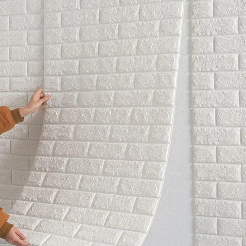 70Cmx5M 3D Brick Pattern Wall Sticker Self-Adhesive Panel Water-Repellent Living Room Wall Cover Home Ornament
