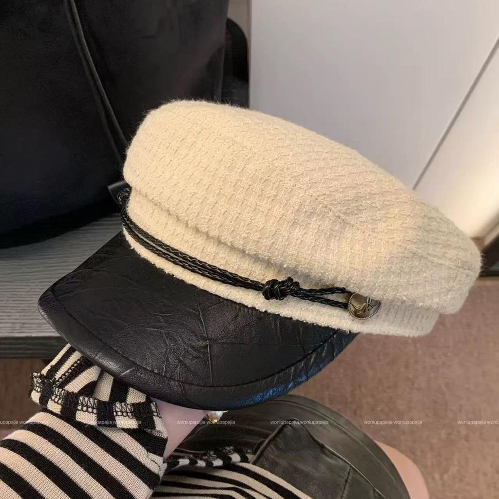 Korean Retro Black Beret for Women In Autumn and Winter with Large Head Circumference Newsboy Hat Painter Hat for Women Showing A Small Face