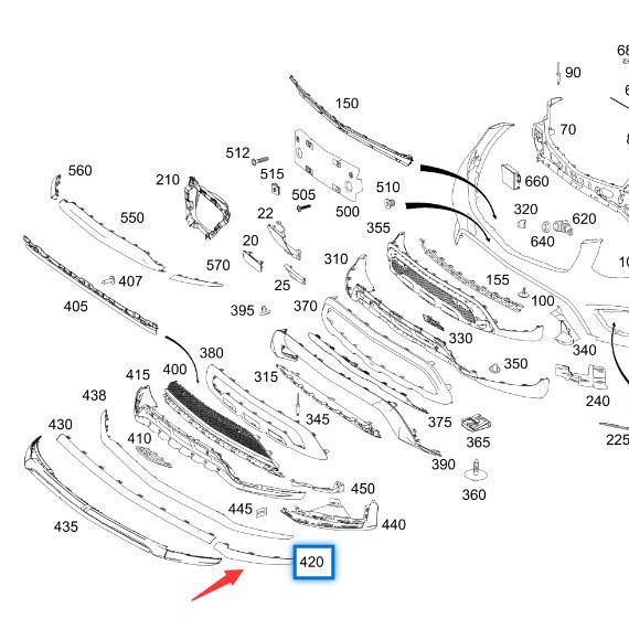 Mercedes-Benz GLC260 W253 Front Bumper Trim Matte A (2538855500, 2538855600)