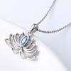 Huitan Lotus Flower Shaped Lady Pendant Necklace  Color Inlaid Blue CZ Trendy Wedding Party Daily Accessories Jewelry Gift