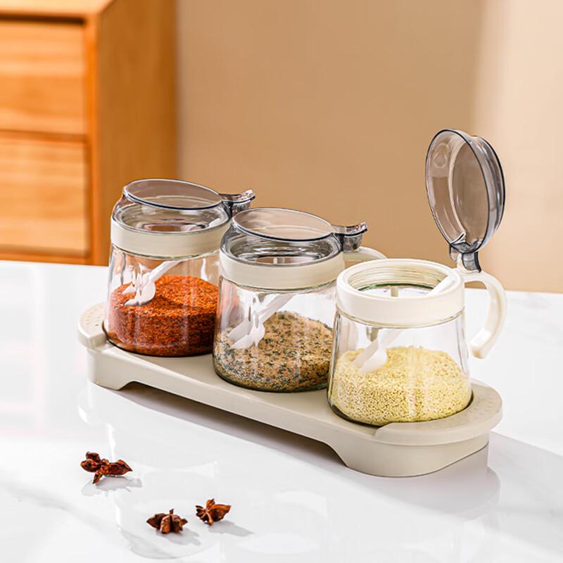 LOVWISH Leyue Glass Seasoning Jar Set with Tray