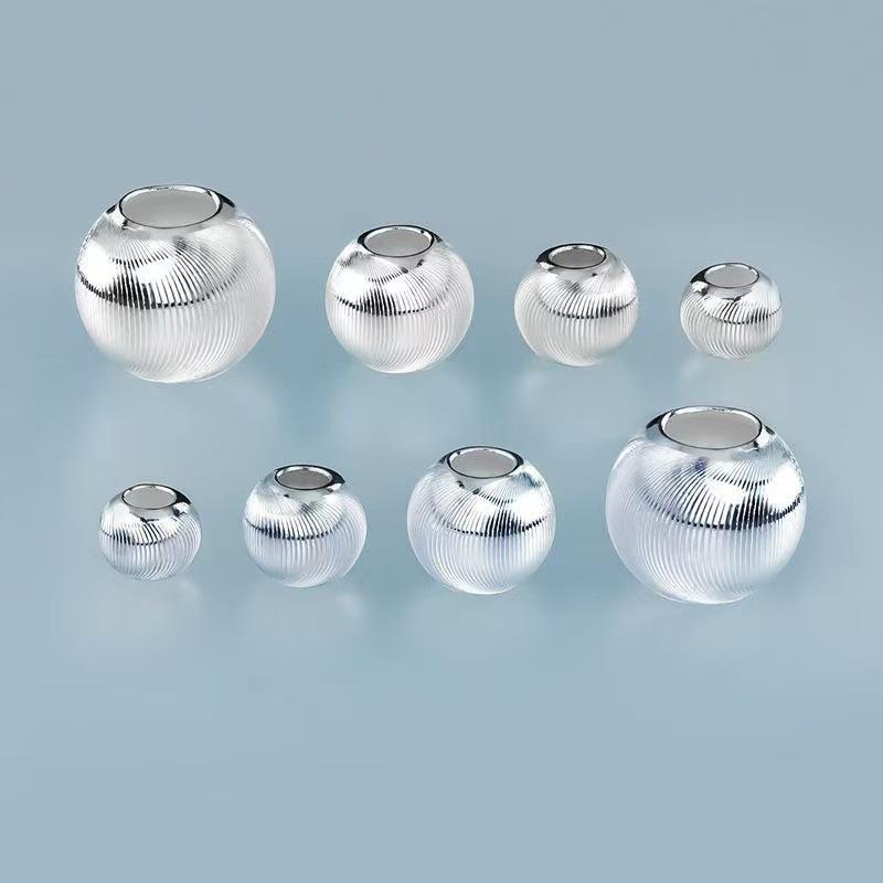 S999 Sterling Silver Cat s Eye Round Beads - 3D Hollow Spacer Beads for DIY Bracelets and Necklaces. 5mm Cat s Eye