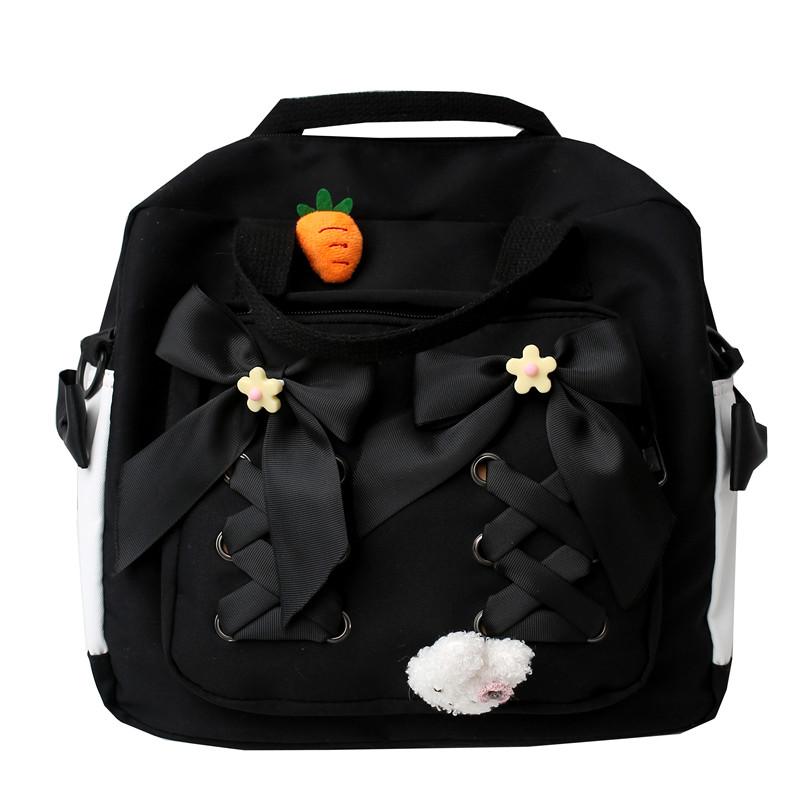 

3 в 1 рюкзак для девочки-подростка, водонепроницаемый нейлоновый, симпатичный, портативный, дорожная сумка через плечо, женский школьный рюкзак, сумка-портфель чёрный