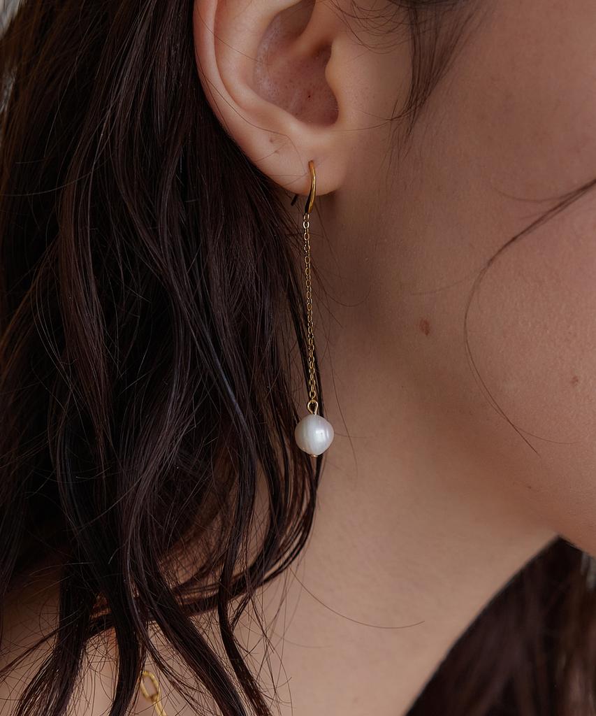 Merrymotive Freshwater Pearl Drop Chain Earring