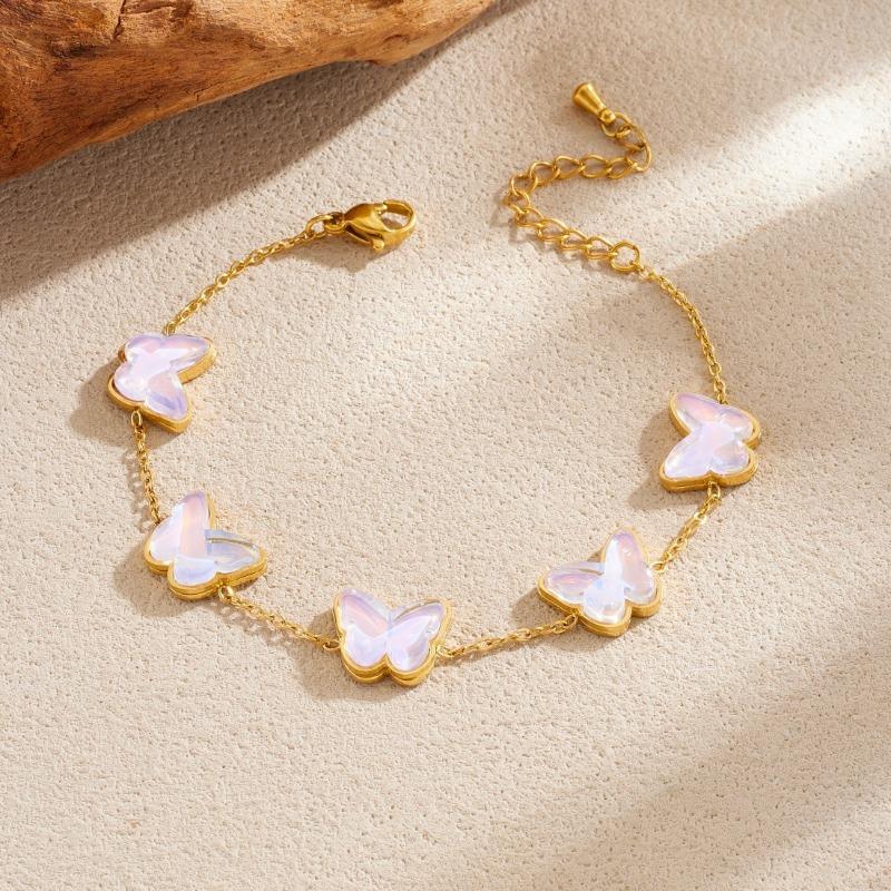 Gold Butterfly Shell Pendant Bracelet For Women Dainty Jewelry