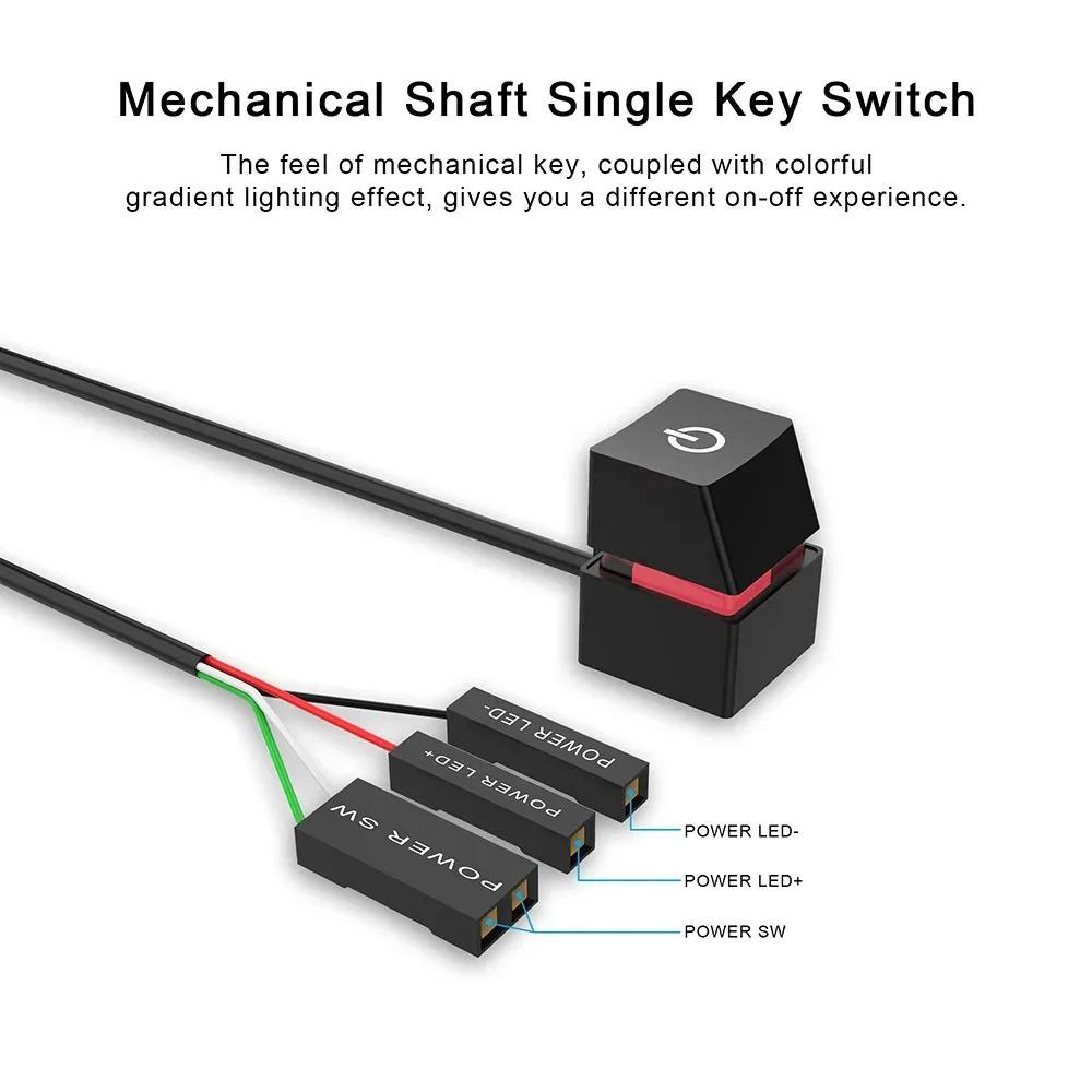 2M External Desktop Computer Power Button Switch Mechanical Key PC Extension Cable PC Start Power On Off Switch for Home Office