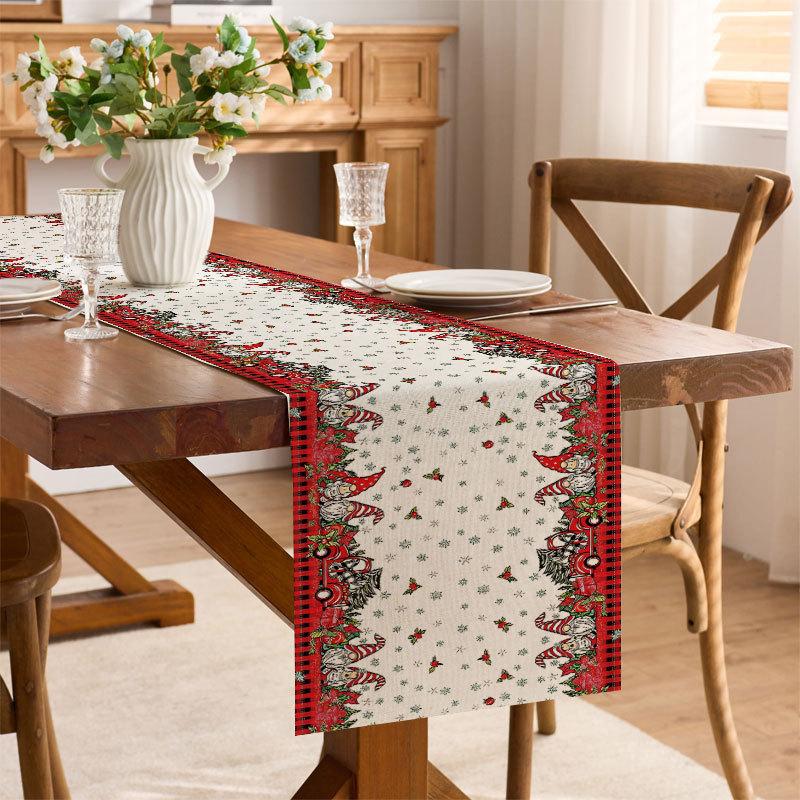Weihnachts-Tischläufer Baumwolle Leinen Festliche Atmosphäre Küchentisch Heimparty Dekoration Tuch Tischdecke Platzset