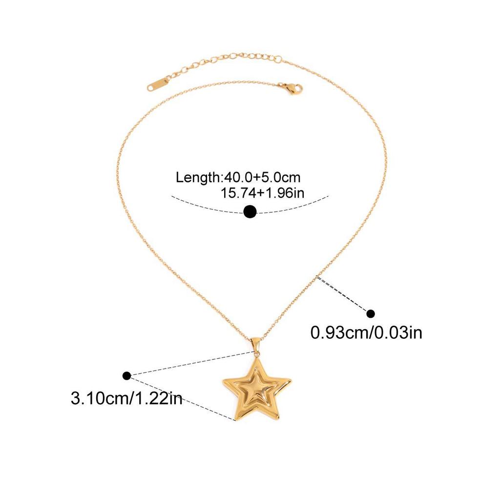 Yori Trendy Stainless Steel Pentagram Geometric Ring Necklace Prevent Allergy Simple 18K Gold PVD Plated Jewelry Bijoux Gift