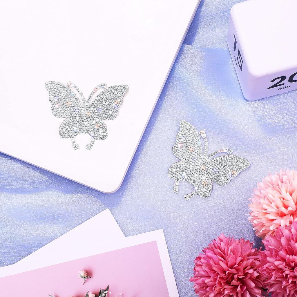 Frienda 4 Pieces Crystal Car Stickers Butterfly Bling Rhinestone Decals Women Shiny Butterfly Stickers Accessories for Car Body Bumper Window Laptop