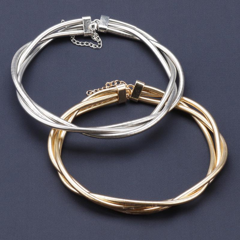 Three-Row Metal Punk Choker & Bracelet Set
