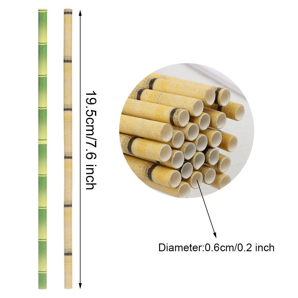 25pcs Home Decorative Event Birthday Party Supplies Paper Straw Green Bamboo Drinking Straws