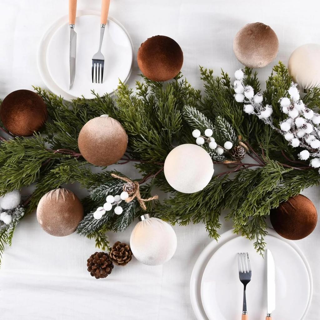 Brown Velvet Christmas Tree Ornaments - 15pcs Shatterproof Christmas Balls For Xmas Trees Decorations