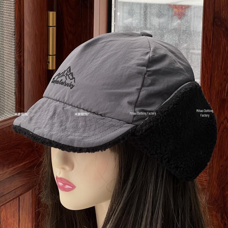 Winter Warmer Lammwolle Schnabelmütze mit Ohrenschutz zum Radfahren und Skifahren