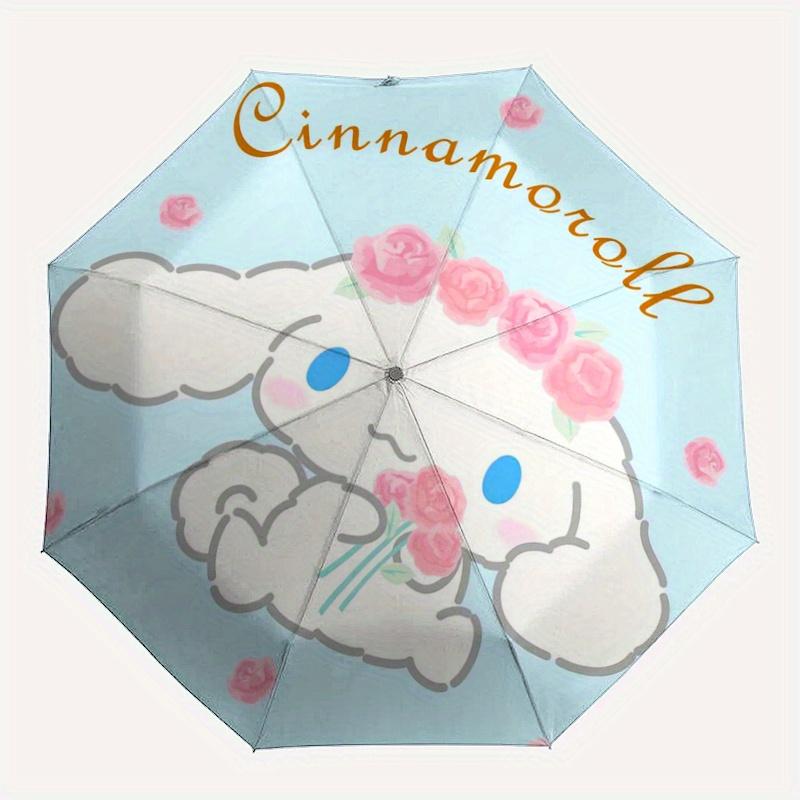 1pc Sanrio Cinnamoroll Rose Design Automatic Opening and Closing Folding - A Good Choice for Gifts, Fashionable and Convenient Umbrella With Cute Cart