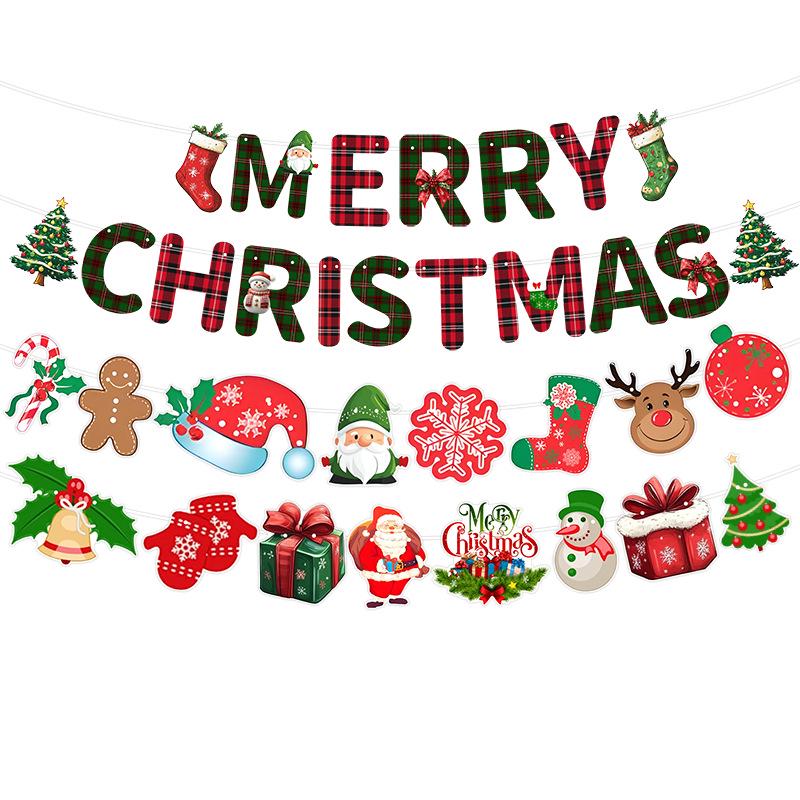 Christmas Banner: MERRY CHRISTMAS Hanging Decoration Flag