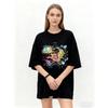 Oversized T-Shirt Black SpongeBob SquarePants Graphic Print With Text MICHIN For Casual Wear Street Style Fashion