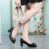  sapatos femininas women cute pointed toe black leather office square heel shoes lady classic comfort work shoes ab371