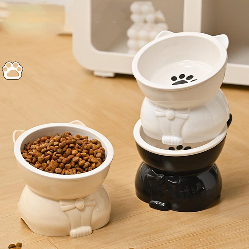 Ceramic Cat Bowl Slanted Mouth Dog Food Feeding Basin Non-Slip Pet High Foot Protection Cervical Spine Pet Drink Water Bowl