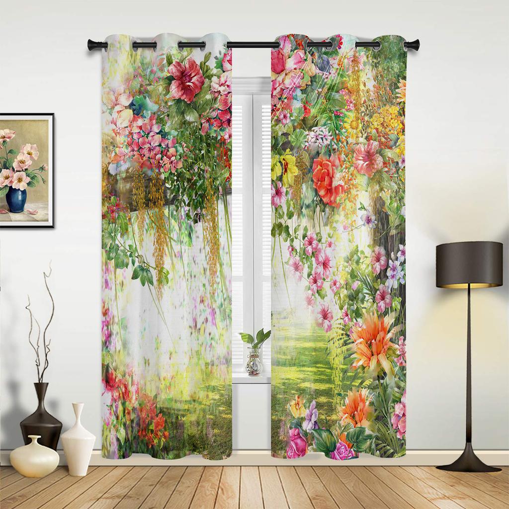 Red Oriental Ethnic Flowers Retro Curtains Bedroom Living Room Drapes Kitchen Children Window Curtain Home Decor Made Of Polyester Sitting Treatment