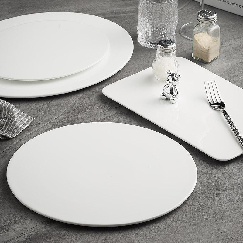 Nordic Steak Plate Pure White Round Flat Plate Plate Western Restaurant Plate Tray Cold Dish Sushi Plate Hotel Tableware