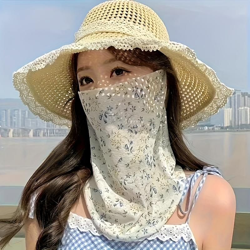 Women's Bohemian Floral Print Neck Scarf Breathable Full Coverage Windproof Outdoor Beach Accessory for Casual Outings & Summer Activities