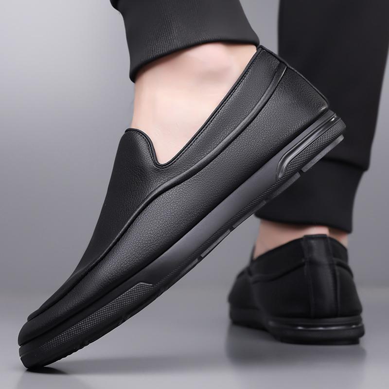 Fashion Men Loafers Lightweight PU Leather Business Shoes Man Sneakers One-step British Low-top Casual Shoes Fashion Work Moccasin Shoes