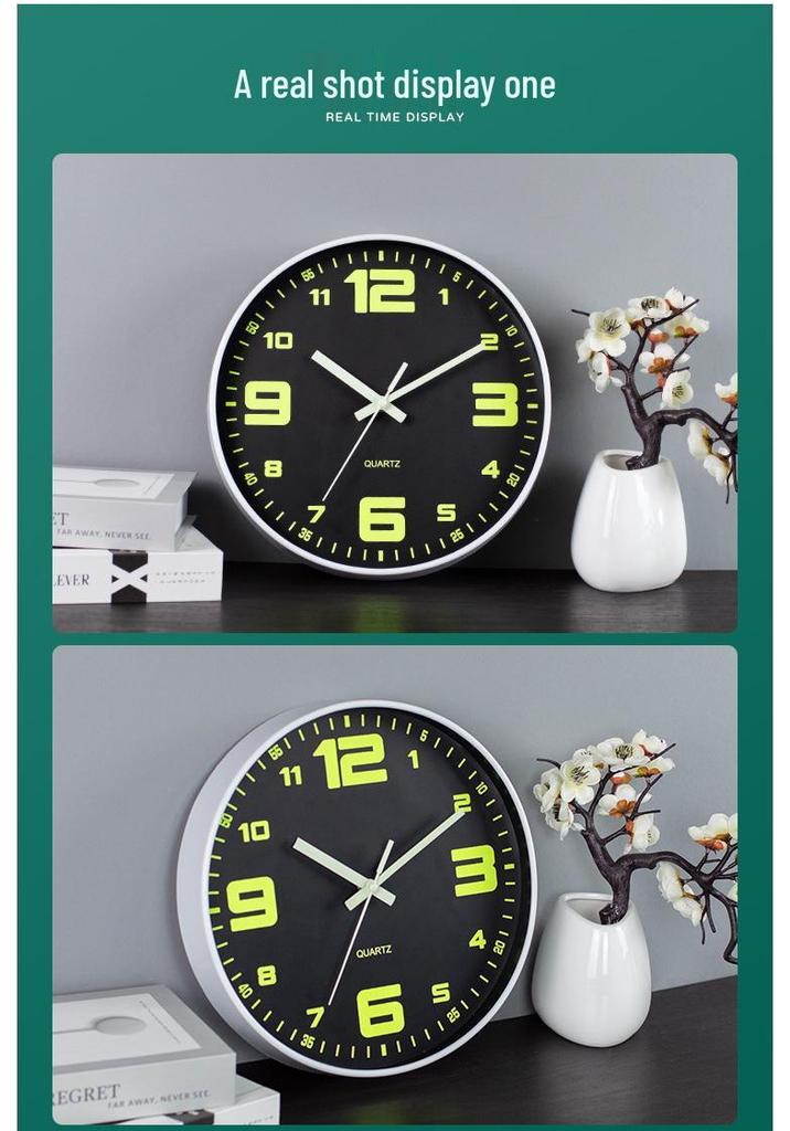 12-Inch Silent Luminous Quartz Wall Clock - Plastic, Creative Design, Popular Item