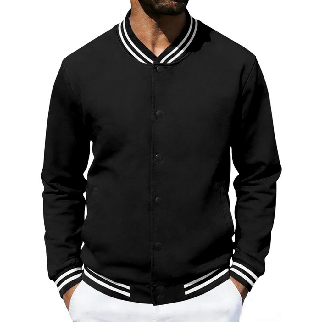 Men's Low Cut Striped Round Neck Casual Sports Jacket