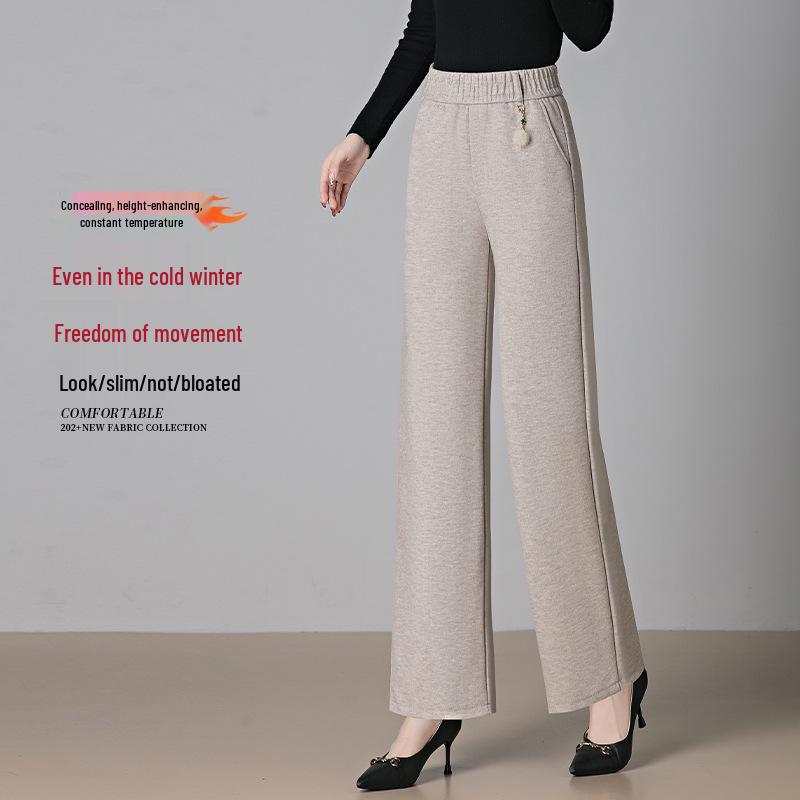 

Mom s Elastic Waist Wide-Leg Pants: Straight, Thick, and Perfect for Autumn & Winter 4XL покинуть белый