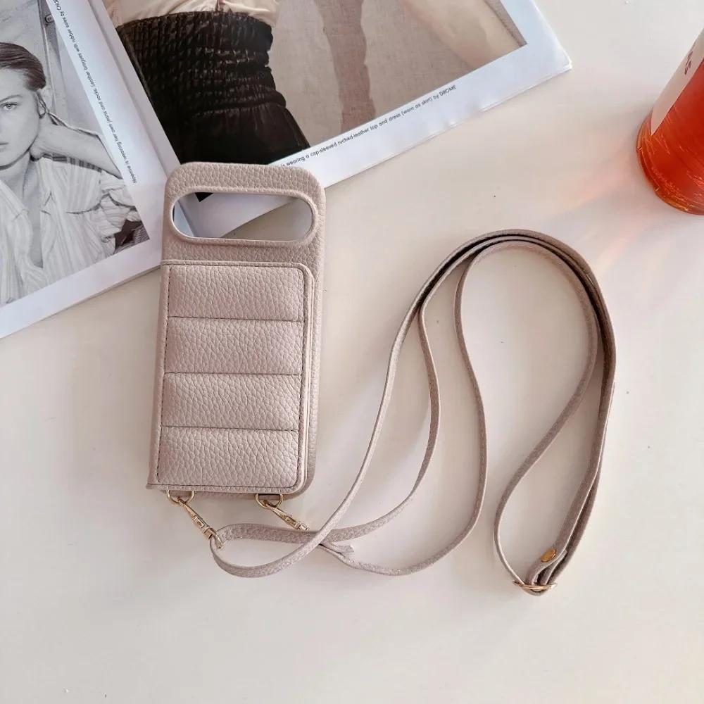 Lanyard Crossbody Leather Phone Case for Google Pixel 6 7 8 9 Pro XL 8A 7A 6A  Mirror Wallet Card Slot Holder Protective Cover