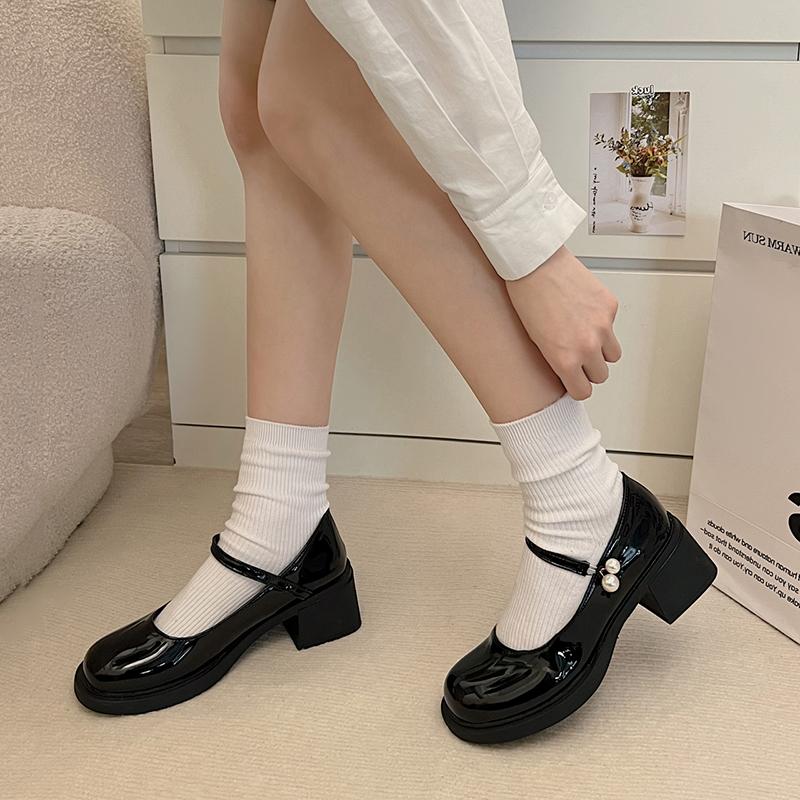 Fashion New Lolita Shoes Women Japanese Style Mary Jane Shoes Women Vintage Pearl buckle High Heel Platform Shoes College Cosplay Shoes