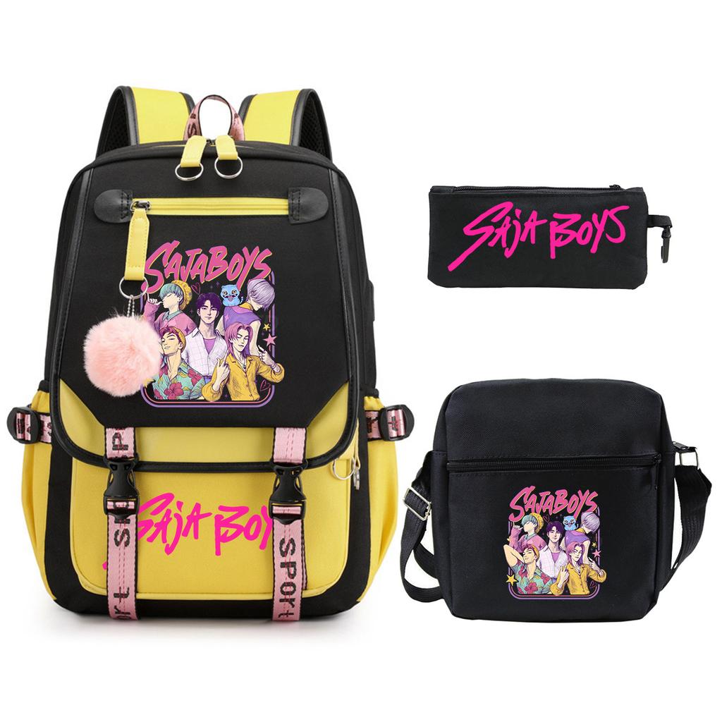Animation Cartoon Peripheral Primary And Secondary School Students Schoolbag Multi-Functional Large-Capacity Leisure Backpack Three-Piece Set
