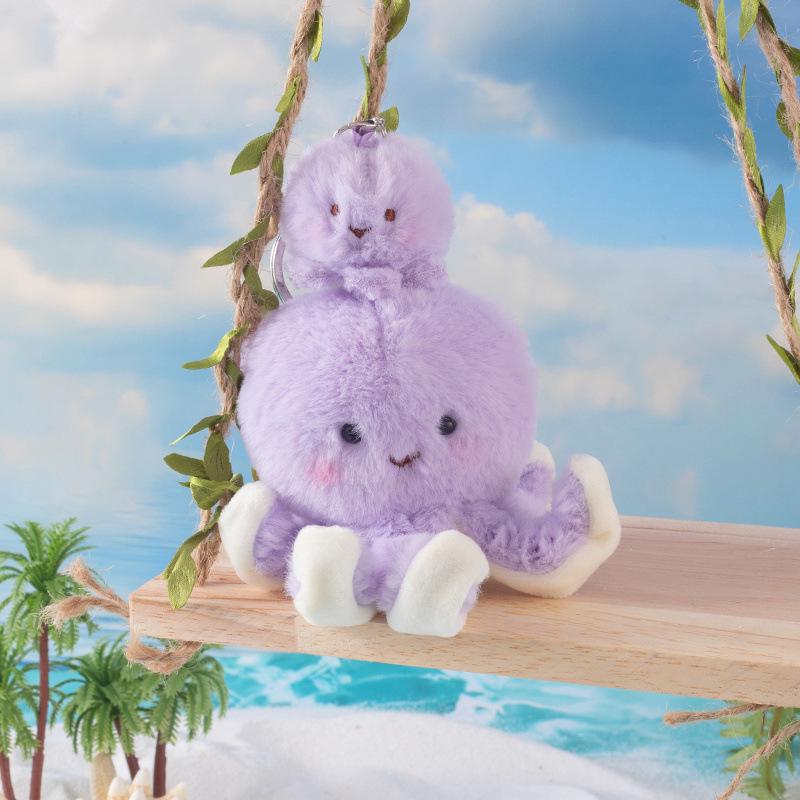 Mini Turtle & Nesting Crab Plush Keychain - Marine Life Parent-Child Doll Set