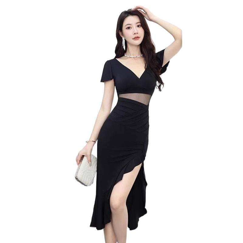 Elegantes Bodycon-Kleid mit Netzprint – Kurzärmelig für Nachtclub, Spa-Techniker