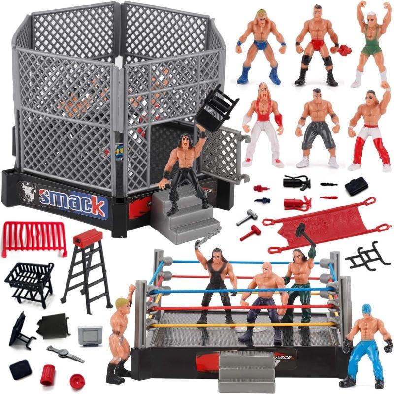 32PCS Wrestling Action Figures for Boys 8-12 Playset, Safe and Durable Toys, Comes with Wrestling Ring, Realistic Action Figures