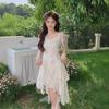 Summer 2024 Women's Fairy Ruffle Irregular White Dress - French-Inspired Design