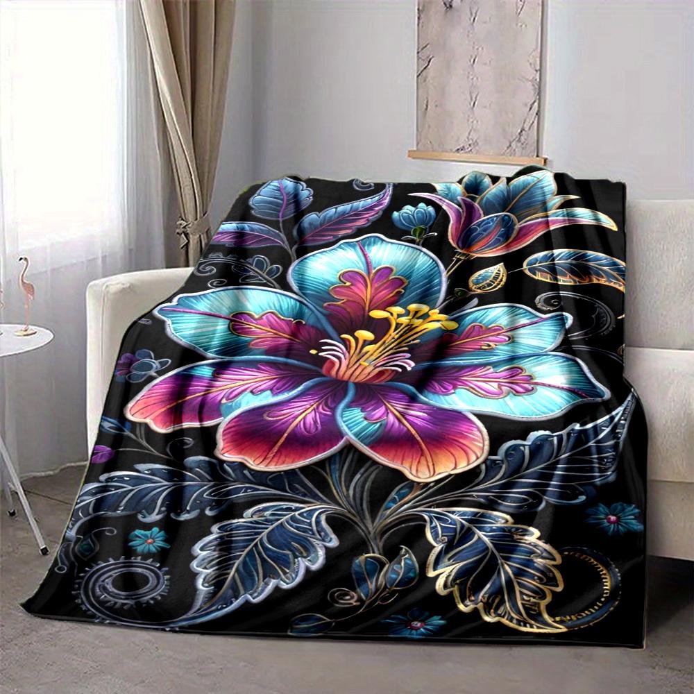 1pc Fantasy Flower Blanket Lightweight Flannel Blanket Throw Blanket For Sofa, Bed, Travel, Camping, Livingroom, Couch, Chair, And Bed yy2509026185