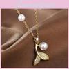 Elegant Titanium Steel Mermaid Pearl Necklace For Fashionable Women Unique Collarbone Accessory