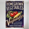 Vintage Homegrown Vegetables Metal Tin Sign - Fresh Pesticide Free Vegtabiles Garden Decor, Honor System Payment for Farmers Mar