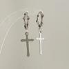 Trend Personality Geometry Sliver Color Cross Pendant Rivet Hoop Earrings for Women Men Gothic Punk Piercing Jewelry Accessory