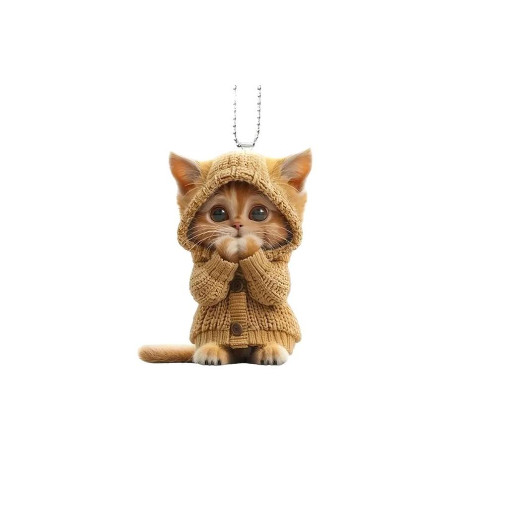 Acrylic Car Pendant With Cute Cat Christmas Tree Decoration Vehicle Interior