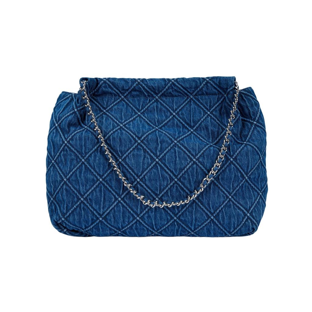 Tory Burch Fleming gesteppte Stoff-Umhängetasche Damen Taschen Denim-Blau 167752-426