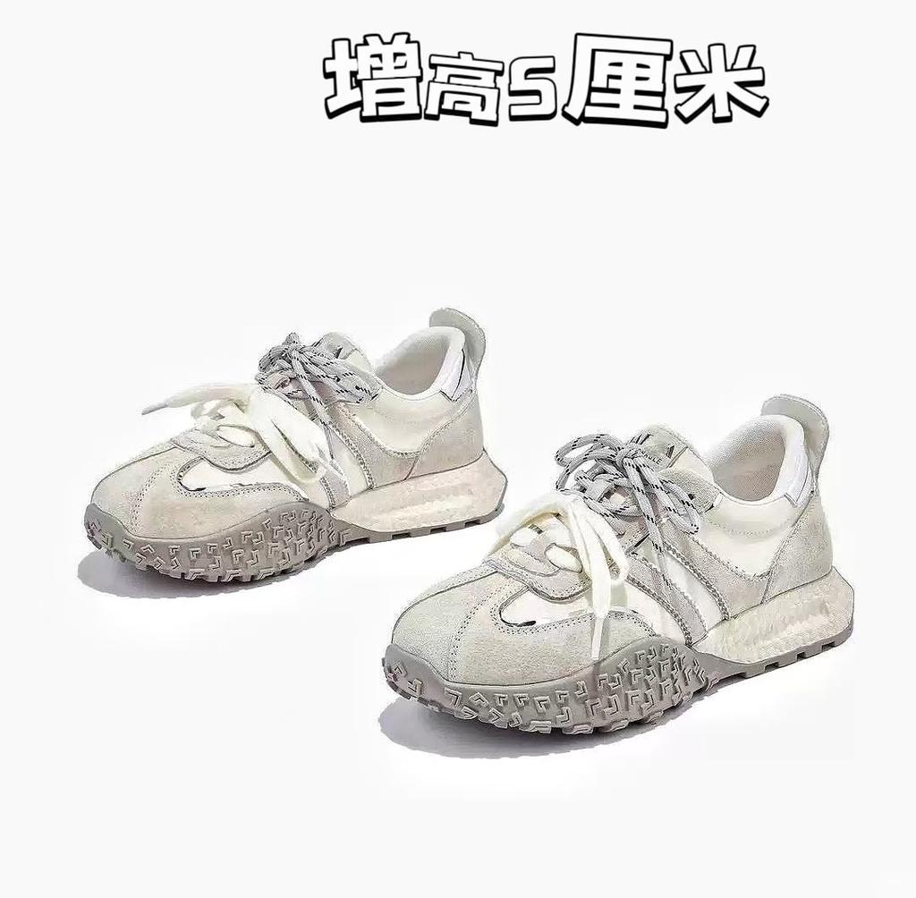 Leather versatile Forrest Gump shoes 2025 spring new soft sole not tired feet sports and leisure dad shoes fashion white shoes