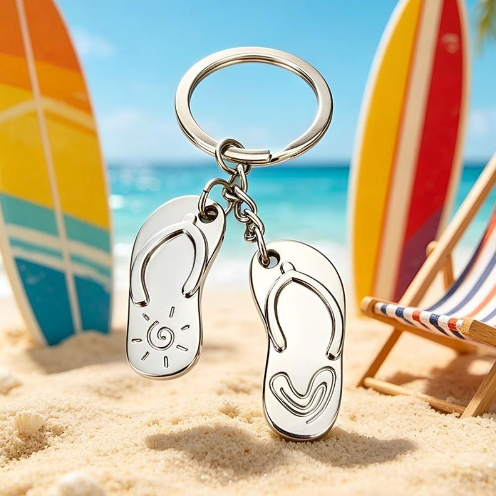 Portable Simulated Car Model Keychain Zinc Alloy Bag Charming Beach Slippers Pendant for Women Men