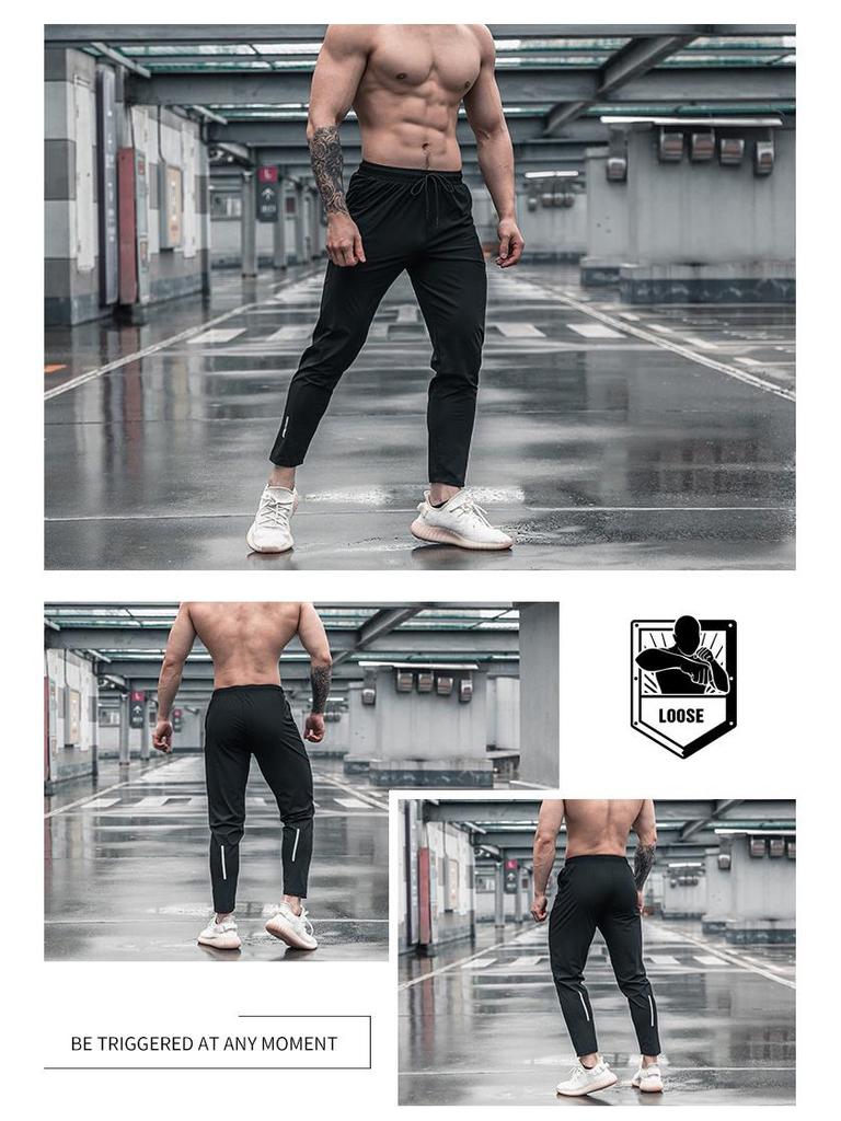 Men's Casual Slim Fit Summer Pants, Solid Color, Drawstring, Cuffed, Fashionable.