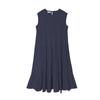 Patchwork Solid Color Long Skirt Sleeveless Commuter Crew Neck Dress