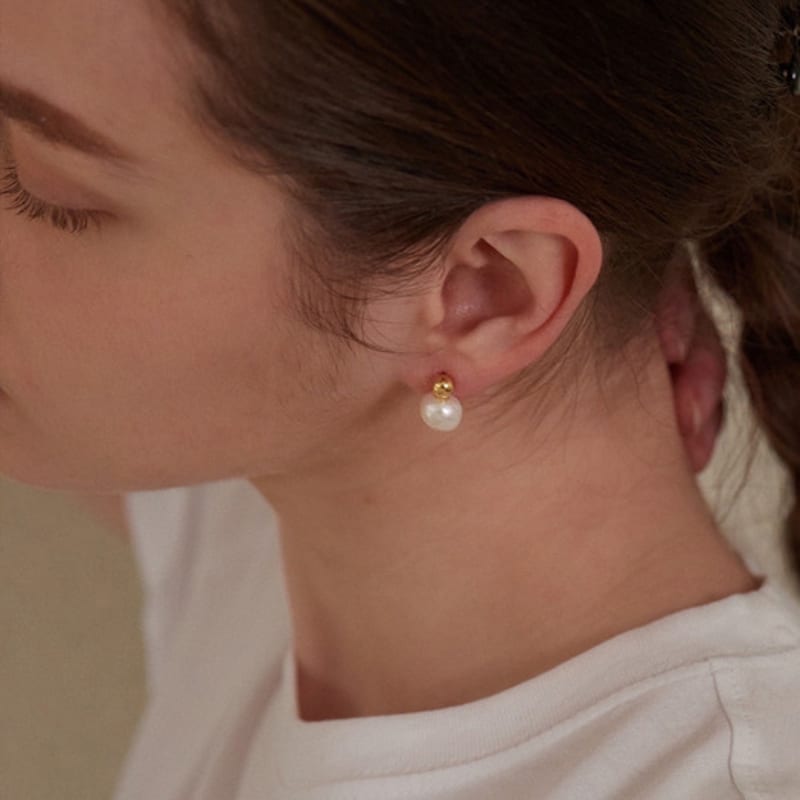 Oar [Silver925] Baroque Pearl Earrings [Choose 1 of 2 Colors]