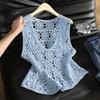 Women's Crochet V-Neck Knit Vest