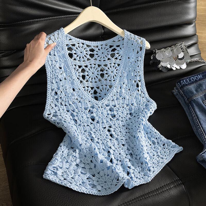 Women's Crochet V-Neck Knit Vest