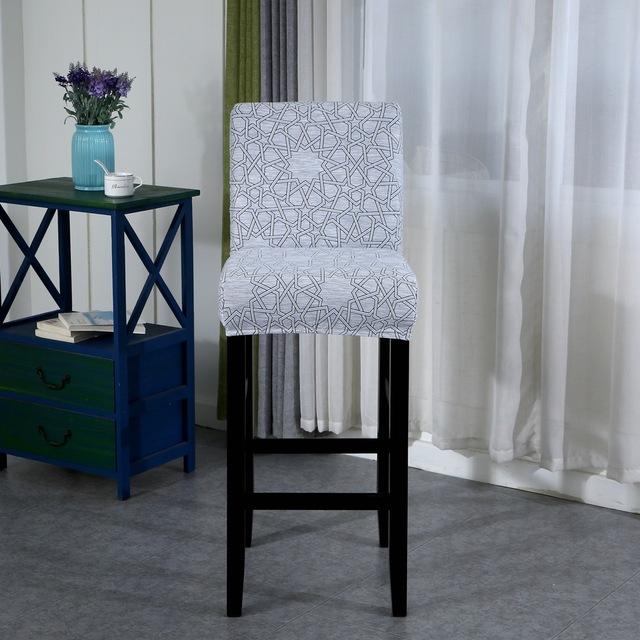 Elastic Short Chair Furniture Cover Spandex Fabric Printed Bar Stool Seat Covers Chair Protector Slipcovers For Cafe Dining Space Kitchen Washable